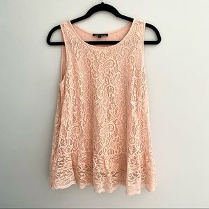 Light Pink Lace Tank Top, Large